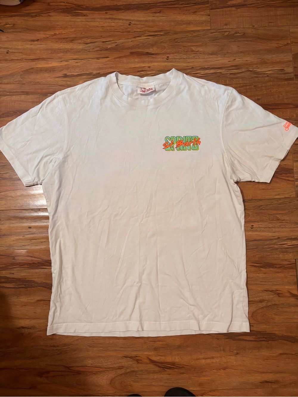 MC2 Saint Barth White Tee with Pink Palm & Neon Graphic - Picture 3 of 5